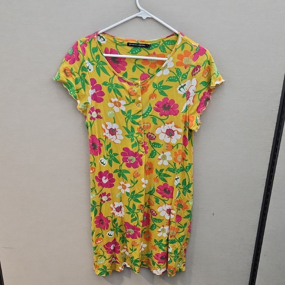 Gudrun Sjoden Bright Yellow Floral Mini Dress